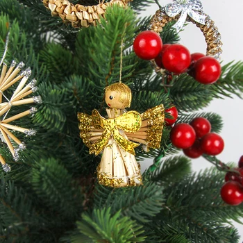 Rankų Darbo Kalėdų Eglutės Ornamentu Dekoravimui Kviečių Šiaudų Ornamentu Dovanos