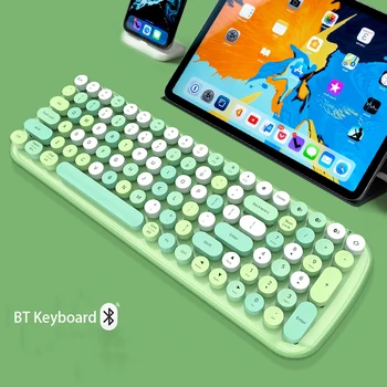 Rausvos, Žalios Spalvos Bluetooth 5.1 Klaviatūros 100keys Išdėstymas Wireless Keyboard