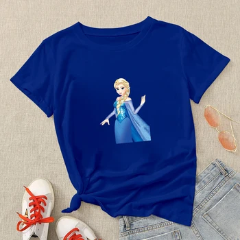 Sušaldyti Disney Marškinėliai Moterims Elsa Karalienė Atspausdinta Tee Marškinėliai Femme Hipster Streetwear Kūrybos Vasaros Modernaus Stiliaus Trumpomis Rankovėmis