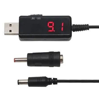 USB DC Padidinti Keitiklio Kabelį, 5V iki 9V 12V Reguliuojamas Įtampos Voltų Led Ekranas Transformatorius DC Galios Reguliatorius su Laido Jungiklis