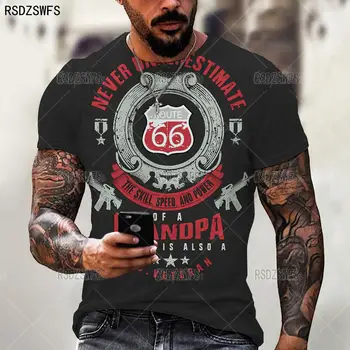Vasaros Gatvės 66 Greitkelio Vyrų T-Shirt 3D Spausdinimo Negabaritinių Marškinėliai Mados O-Kaklo Atsitiktinis Trumpas Rankovės Patogus Hip-Hop Viršūnės