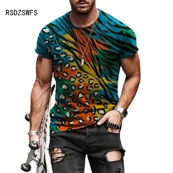 Vasaros vyriški T-Shirt Gatvės Mados Derliaus Plunksnų Spalvų 3D Drabužių Dydį, Mens Viršuje, Laisvas Megztinis Marškinėliai