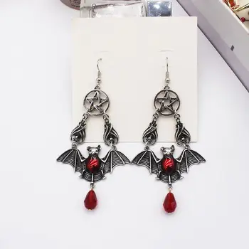 Vintage Red Vampyras Šikšnosparnis Pakabukas Lašas Auskarai Gotikos Viktorijos Papuošalai