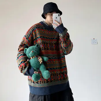 Vyriški Žieminiai Šiltas Megztinis korėjos Streetwear Vyras Puloveriai Megztinis Rudenį Grafinis Atspausdintas Atsitiktinis Naujų Drabužių