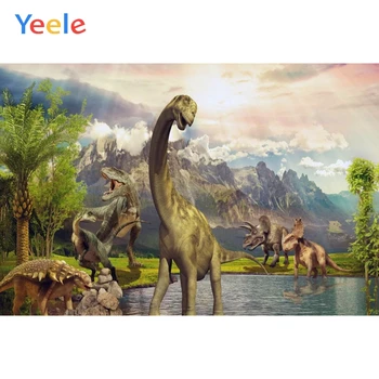 Yeele Dinozaurų Fone Miško, Džiunglių Medis, Žolė, Dangus Vaikai Kūdikio Gimtadienio Užsakymą Vinilo Fotografijos Fone Fotostudija