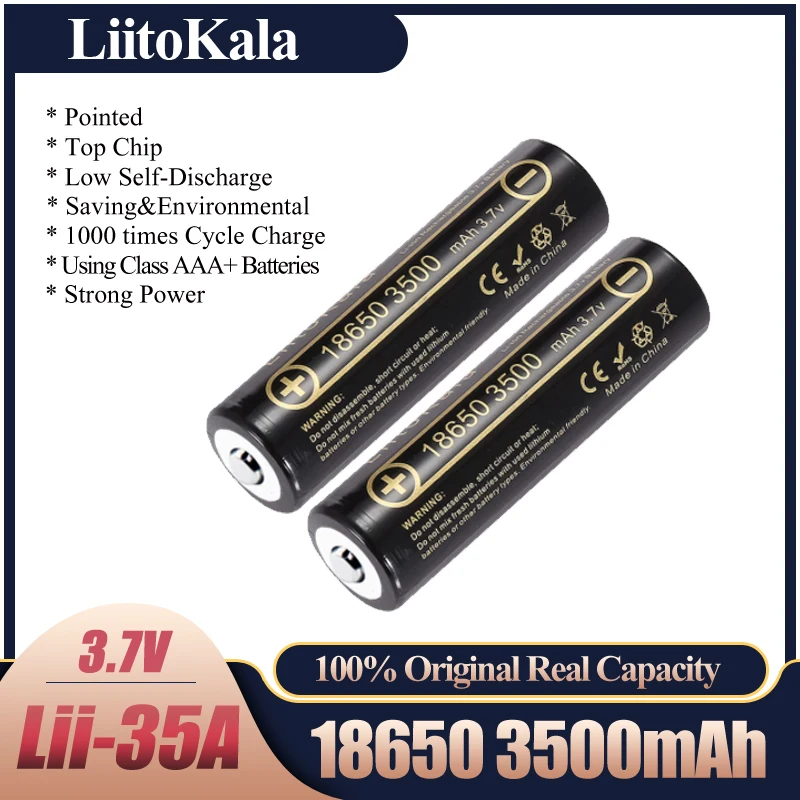 pick Customer disinfect Liitokala 18650 ličio baterija lii-35a įkrovimo baterija (akumuliatorius  3500 mah didelės talpos, 3.7 v pažymėjo, šviesos, žibintuvėlis, baterija |  Baterijų ~ www.algisphoto.lt